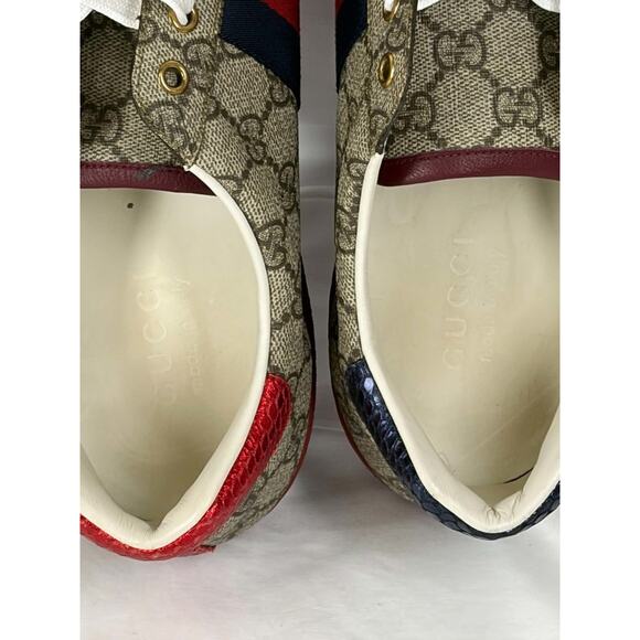 New Gucci Ace GG Supreme Web Red Beige Shoes Size 11.5 US (367274) main image 9
